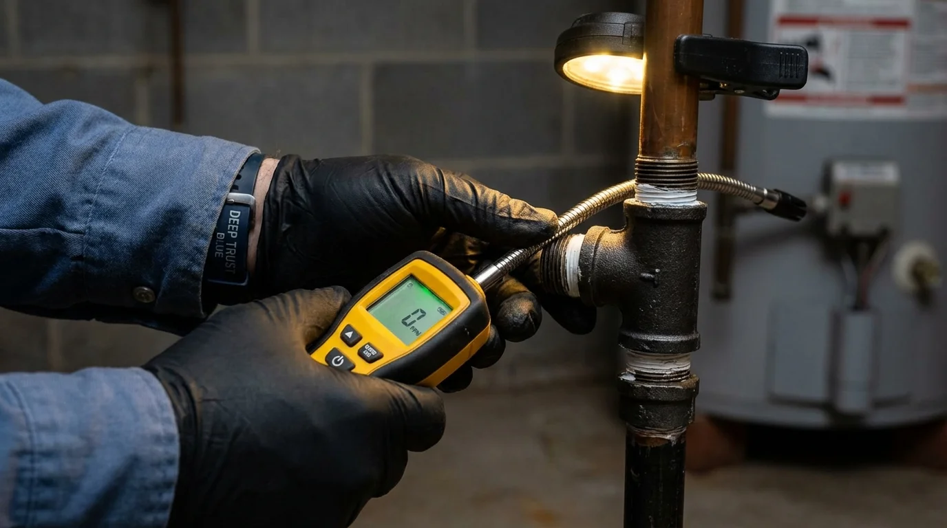 Gas leak detection with electronic sniffer by Johns Plumbing LLC in Kiowa
